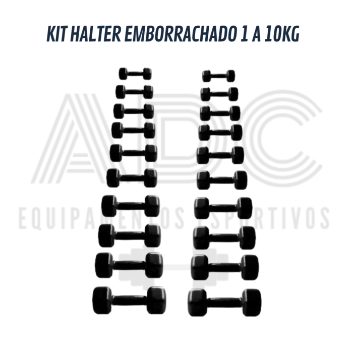 Kit halter emborrachado 1 a 10kg - ADC