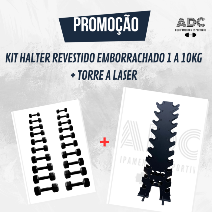 KIT: Halter revestido emborrachado 1kg a 10kg + Torre - ADC